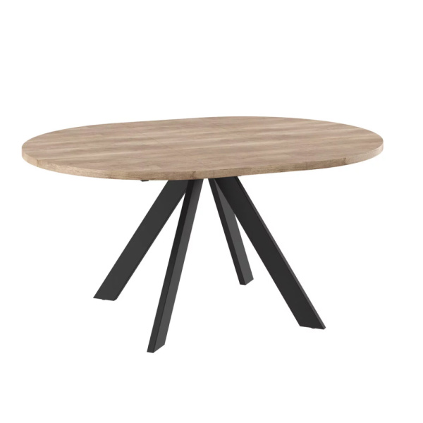 Стол RONDO-120, круглый раздвижной 120(160), ДУБ КАНЬОН/ЧЕРНЫЙ RONDO 120